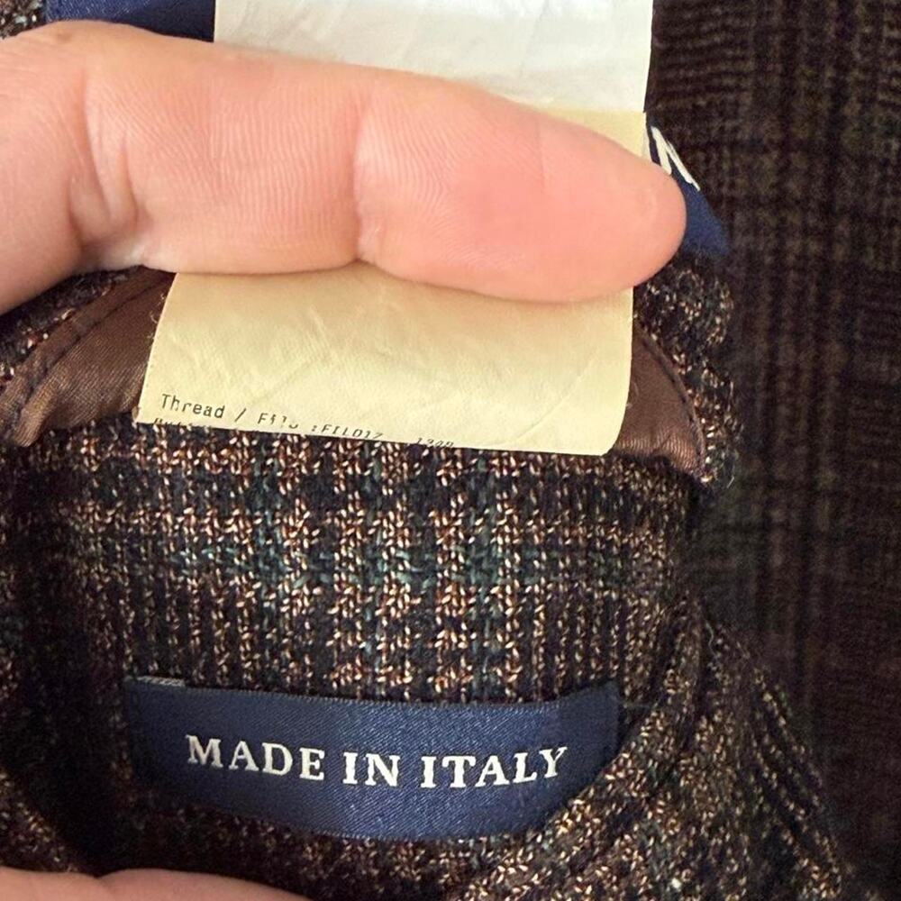 Lardini Made in Italy Brown Glen Plaid Wool Linen Blazer – Size 48 IT/ 38 US - Picture 4 of 6